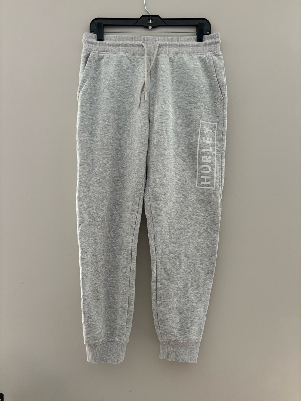Hurley Gray Fleece Jogger Sweatpants Men's Medium Drawstring Athletic Lounge